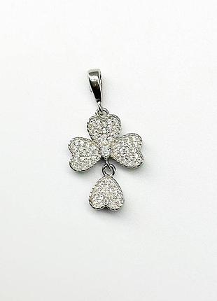 Серебряная подвеска в стиле "van cleef и arpels" с фианитами