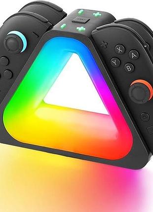 Зарядная станция 4-в-1 для контроллеров switch 2 (2025) с rgb-подсветкой - стиль и скорость