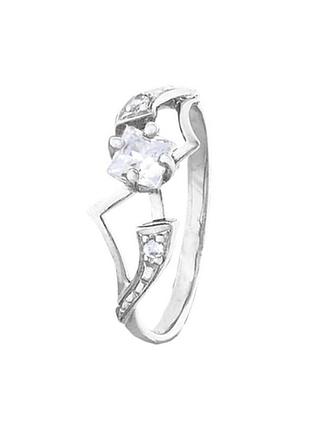 Серебряное кольцо с фианитами, размер 16,0, вес: 1.4 г