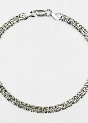 Серебряный браслет, плетение гарибальди, размер 21 см x 0,45 см, вес: 7.0 г