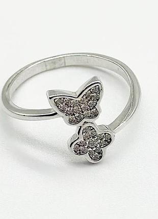 Срібна каблучка в стилі "van cleef та arpels" з фіанітами, розмір 18,0, вага: 1.8 г