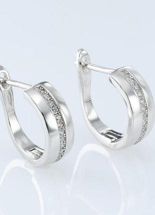 Серебряные серьги в стиле "bvlgari" со вставкой фианит