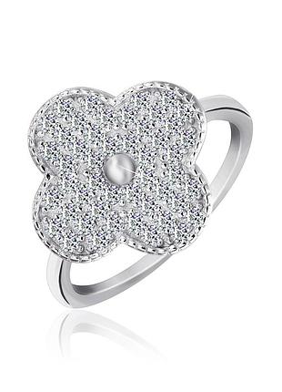 Серебряное кольцо с фианитами, размер 16,5, вес: 2.6 г