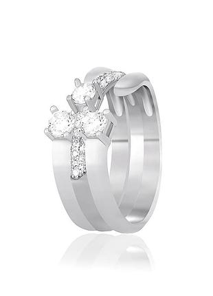 Серебряное кольцо с фианитами, размер 17,0, вес: 6.0 г