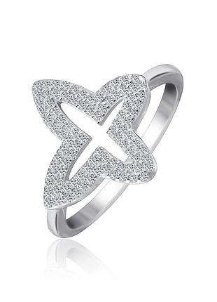 Серебряное кольцо с фианитами, размер 16,5, вес: 2.9 г