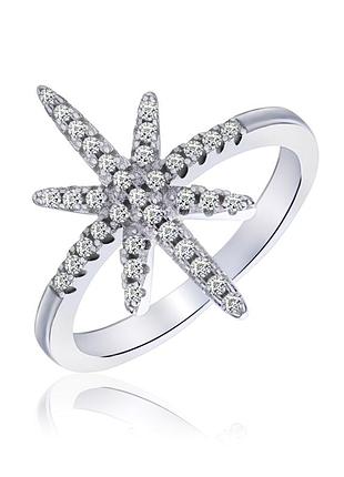 Серебряное кольцо с фианитами, размер 16,5, вес: 2.6 г