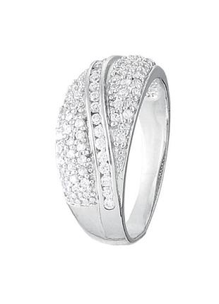 Серебряное кольцо с фианитами, размер 18,0, вес: 7.0 г