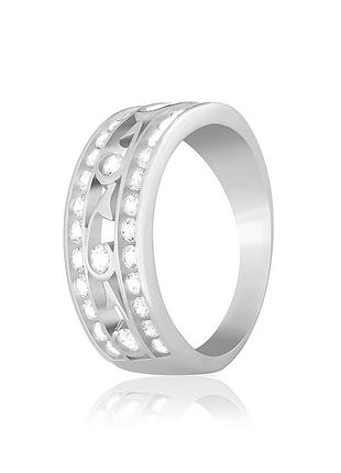 Серебряное кольцо с фианитами, размер 17,0, вес: 4.2 г