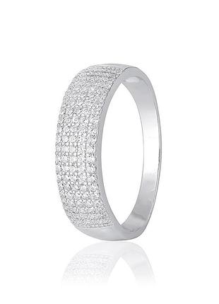 Серебряное кольцо с фианитами, размер 15,5, вес: 2.8 г