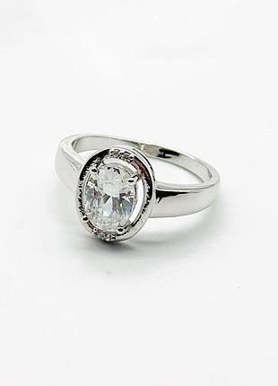 Серебряное кольцо родированное со вставкой, размер 18,5, вес: 2.6 г