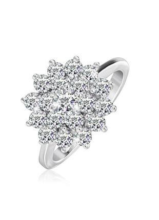 Серебряное кольцо с фианитами, размер 16,5, вес: 3.9 г
