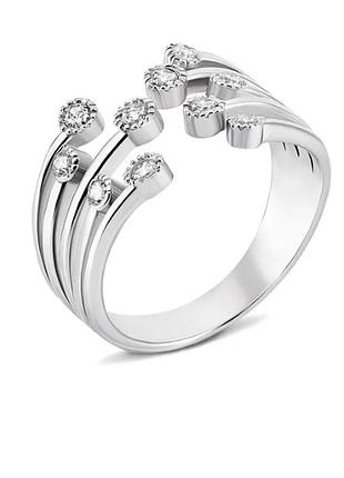 Серебряное кольцо с фианитами, размер 16,0, вес: 3.4 г
