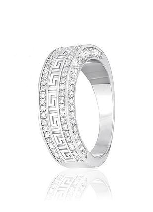 Серебряное кольцо с фианитами, размер 17,0, вес: 5.9 г