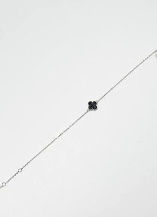 Серебряный браслет в стиле "van cleef и arpels" со вставкой фианит, размер 21 см x 0,1 см, вес: 1.8 г