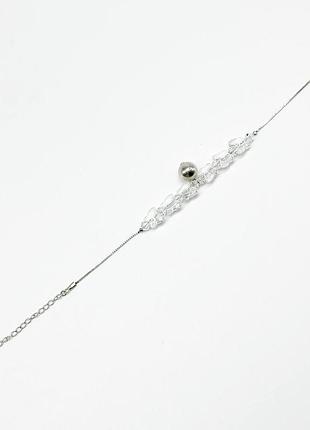 Серебряный браслет со вставкой фианит, размер 16 см x 0,8 см, вес: 4.2 г