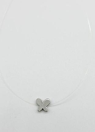 Серебряное колье мононить, размер 35 см x 0,05 см, вес: 1.2 г
