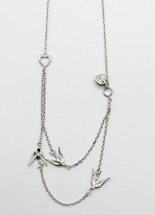 Серебряное колье со вставкой swarovski zirconia