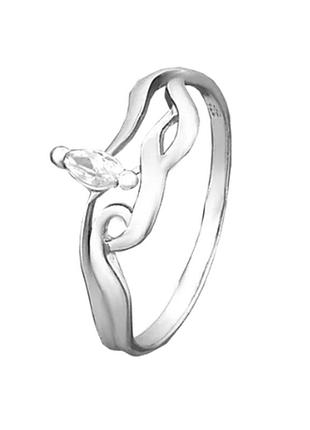 Серебряное кольцо с фианитами, размер 15,0, вес: 1.4 г