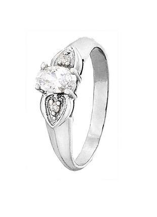 Серебряное кольцо с фианитами, размер 16,0, вес: 1.9 г
