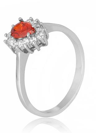 Серебряное кольцо с красными фианитами, размер 15,5, вес: 2.8 г