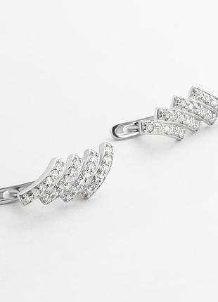 Серебряные серьги с белыми фианитами
