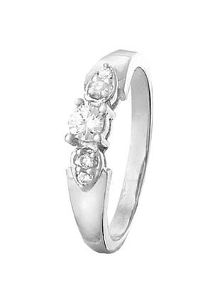 Серебряное кольцо с фианитами, размер 15,5, вес: 2.0 г