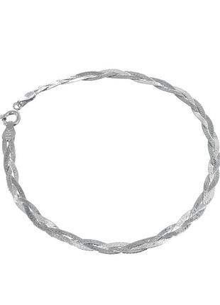 Серебряный браслет, плетение коса, размер 18 см x 0,4 см, вес: 2.0 г