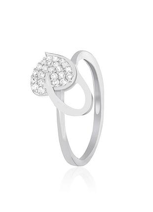 Серебряное кольцо с фианитами, размер 17,0, вес: 1.4 г