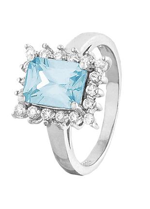 Серебряное кольцо с фианитами, размер 15,5, вес: 3.3 г