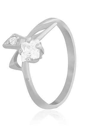 Серебряное кольцо с фианитами, размер 16,0, вес: 2.2 г