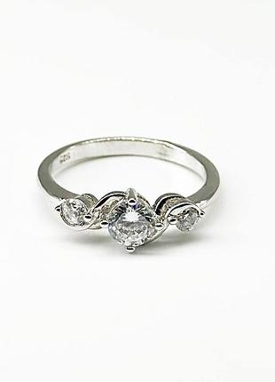 Срібна каблучка в стилі "van cleef та arpels" з фіанітами, розмір 17,0, вага: 2.0 г