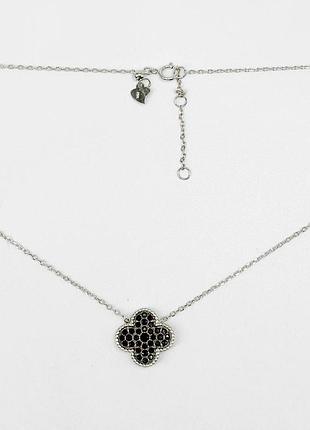 Срібне кольє в стилі "van cleef та arpels" зі вставкою фіаніт, розмір 48 см x 0,1 см, вага: 3.5 г