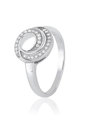 Серебряное кольцо с фианитами, размер 16,0, вес: 3.2 г
