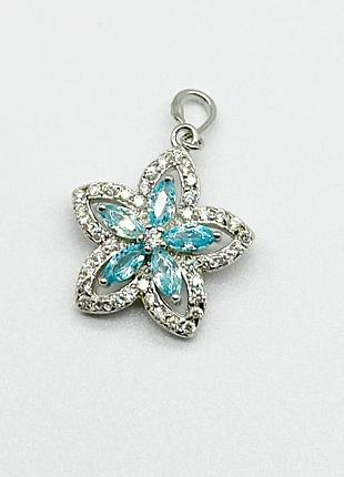 Серебряная подвеска родированная со вставкой фианит