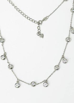 Срібне кольє в стилі "van cleef та arpels" з фіанітами, розмір 28 см x 0,1 см, вага: 9.2 г