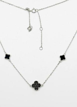 Срібне кольє в стилі "van cleef та arpels", розмір 43 см x 0,1 см, вага: 3.9 г
