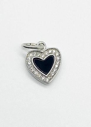 Серебряная подвеска в стиле "van cleef и arpels" со вставкой фианит/оникс