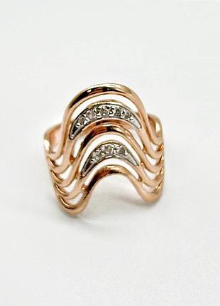 Серебряное кольцо с фианитами, размер 17,0, вес: 3.5 г