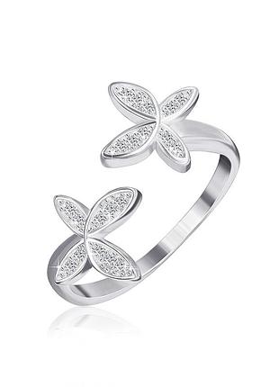 Серебряное кольцо с фианитами, размер 15,5, вес: 2.3 г