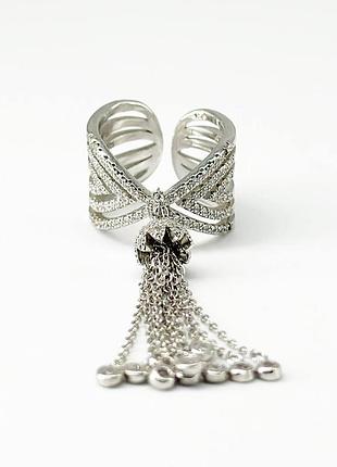 Серебряное кольцо с фианитами, размер 16,0, вес: 8.6 г