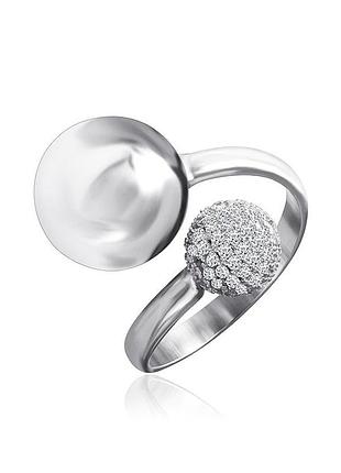 Серебряное кольцо с фианитами, размер 16,0, вес: 5.3 г