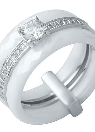 Серебряное кольцо komilfo с керамикой, вес изделия 7,01 гр (0481630) 17 размер