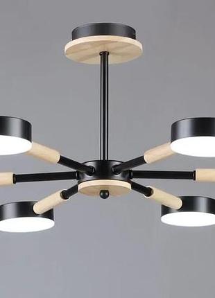 Светодиодная люстра n6351/6 bk+wood