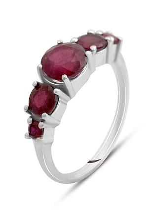 Серебряное кольцо komilfo с натуральным рубином 3.63ct, вес изделия 3,22 гр (2147046) 17 размер 3.23, 18