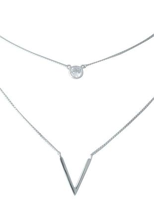 Серебряное колье komilfo с фианитами, вес изделия 3,85 гр (1952870) 450500 размер