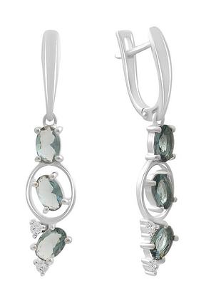 Срібні сережки komilfo з топазом лондон блю 2.013ct (2195986)
