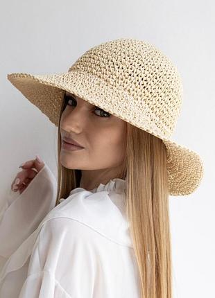 Панама жіноча літня з рафії d.hats колір бежевий