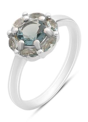 Серебряное кольцо komilfo с топазом лондон блю 0.908ct, вес изделия 2,62 гр (2166931) 17 размер