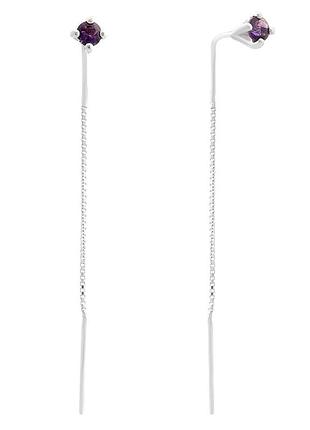 Серебряные серьги komilfo с натуральным аметистом 0.482ct (2167587)