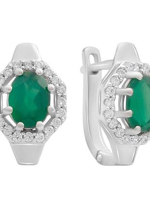 Срібні сережки komilfo з натуральним агатом 3.252ct (2189848)